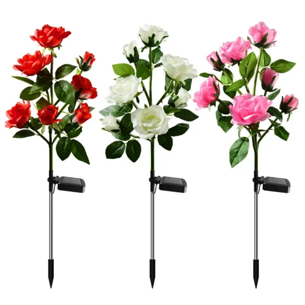 7Head LED Solar Simulation Rose lilies Flower LED Light Garden Yard Lawn Night Lamp Landscape Garden Home Decoration Flowers